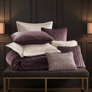 English Elm 8-Piece Queen Comforter Set Velvet Jacquard Faux Fur Embroidered Mauve Bedding Collection B035P549325