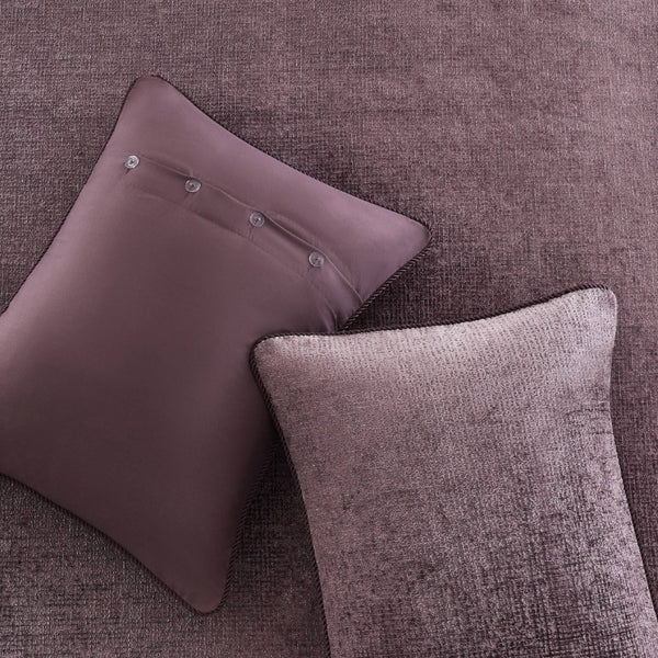 English Elm 8-Piece Queen Comforter Set Velvet Jacquard Faux Fur Embroidered Mauve Bedding Collection B035P549325