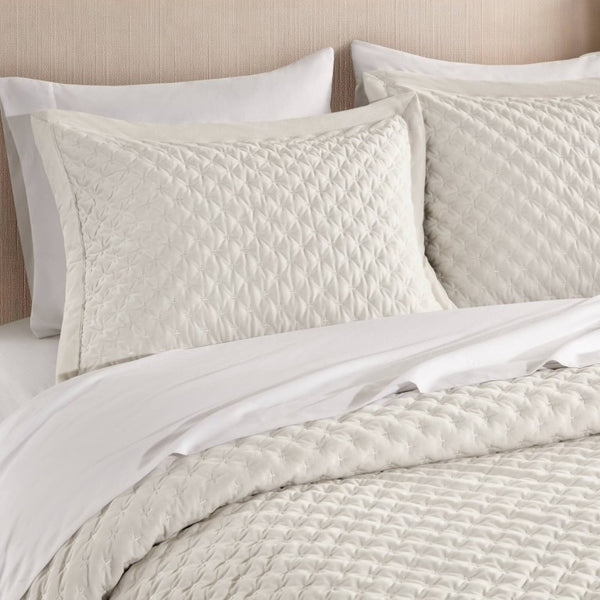 English Elm 3-Piece Queen Velvet Coverlet Set with Cross-Stitch Quilting for Elegant Bedrooms White B035P549327