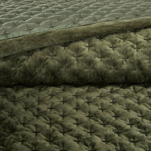 English Elm 3-Piece Queen Velvet Coverlet Set with Cross-Stitch Quilting for Elegant Bedrooms Green B035P549329