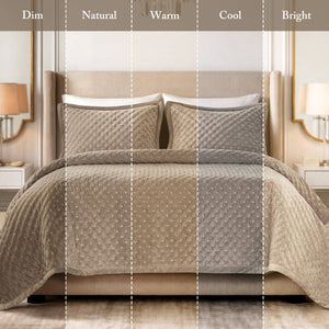 English Elm 3-Piece Tufted Duvet Cover Set with Textured Face for a Serene King Bedroom Taupe Polyester B035P549332