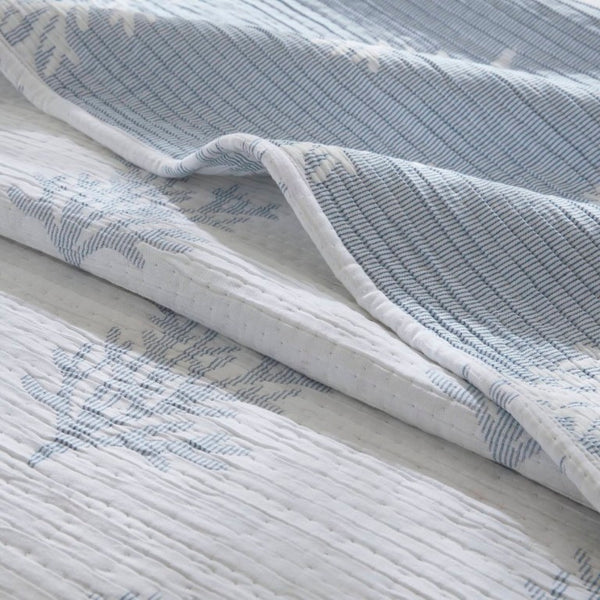English Elm 3-Piece Reversible Cotton Blend Quilt Set for Full Queen Beds with Yarn-Dyed Fabric Blue B035P549337