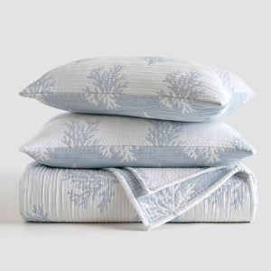 English Elm 3-Piece Reversible Cotton Blend Quilt Set for Full Queen Beds with Yarn-Dyed Fabric Blue B035P549337