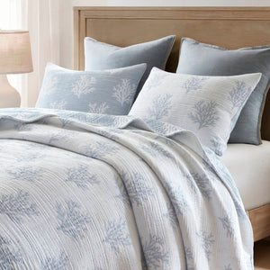 English Elm 3-Piece Reversible Cotton Blend Quilt Set for Full Queen Beds with Yarn-Dyed Fabric Blue B035P549337