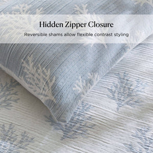 English Elm 3-Piece Reversible Cotton Blend Quilt Set for Full Queen Beds with Yarn-Dyed Fabric Blue B035P549337