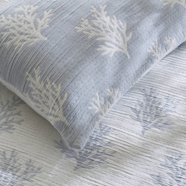 English Elm 3-Piece Reversible Cotton Blend Quilt Set for Full Queen Beds with Yarn-Dyed Fabric Blue B035P549337