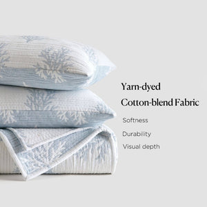 English Elm 3-Piece Reversible Cotton Blend Quilt Set for Full Queen Beds with Yarn-Dyed Fabric Blue B035P549337