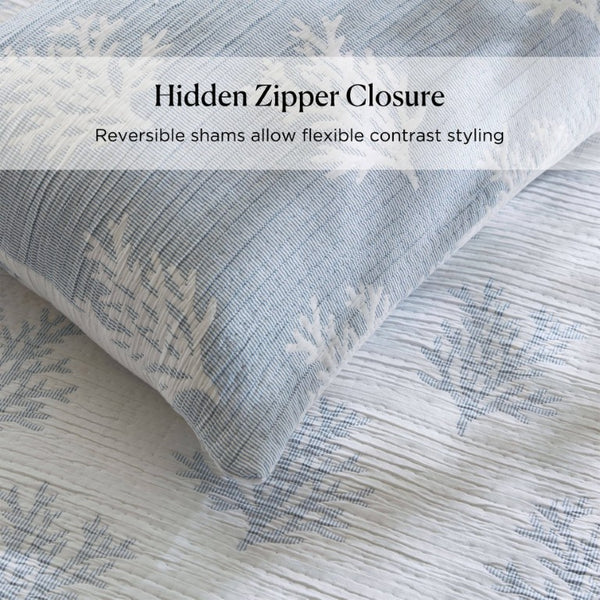 English Elm 3-Piece Tufted Duvet Cover Set with Textured Face for a Serene King Bedroom Blue Polyester B035P549338