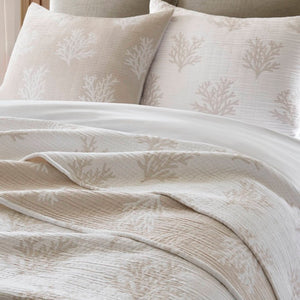 English Elm 3-Piece Reversible Cotton Blend Quilt Set for Full Queen Beds with Yarn-Dyed Fabric Tan/Gray B035P549339