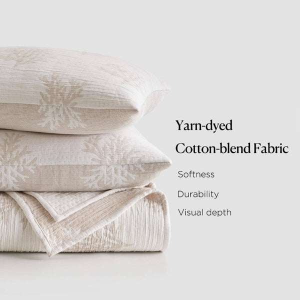 English Elm 3-Piece Reversible Cotton Blend Quilt Set for Full Queen Beds with Yarn-Dyed Fabric Tan/Gray B035P549339