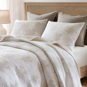 English Elm 3-Piece Reversible Cotton Blend Quilt Set for Full Queen Beds with Yarn-Dyed Fabric Tan/Gray B035P549339