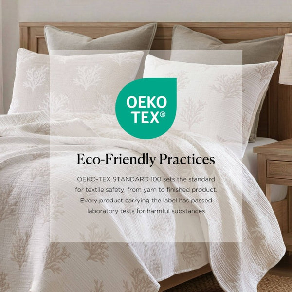 English Elm 3-Piece Reversible Cotton Blend Quilt Set for Full Queen Beds with Yarn-Dyed Fabric Tan/Gray B035P549339