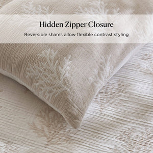 English Elm 3-Piece Reversible Cotton Blend Quilt Set for Full Queen Beds with Yarn-Dyed Fabric Tan/Gray B035P549339