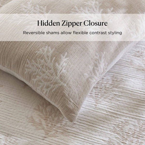 English Elm 3-Piece Reversible Cotton Blend Quilt Set for Full Queen Beds with Yarn-Dyed Fabric Tan/Gray B035P549339