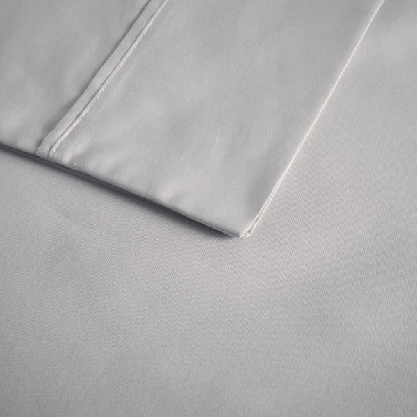 English Elm 4-Piece Cal King Sateen Sheet Set Cooling Cotton Blend Deep Pocket Breathable Bedding Grey B035P549345