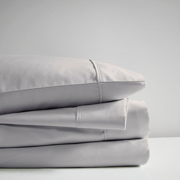 English Elm 4-Piece Cal King Sateen Sheet Set Cooling Cotton Blend Deep Pocket Breathable Bedding Grey B035P549345