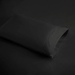 English Elm 4-Piece Cal King Sateen Sheet Set Cooling Cotton Blend Deep Pocket Breathable Bedding Black B035P549346