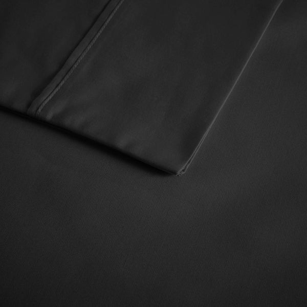 English Elm 4-Piece Cal King Sateen Sheet Set Cooling Cotton Blend Deep Pocket Breathable Bedding Black B035P549346