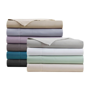English Elm 4-Piece Cal King Sateen Sheet Set Cooling Cotton Blend Deep Pocket Breathable Bedding Black B035P549346