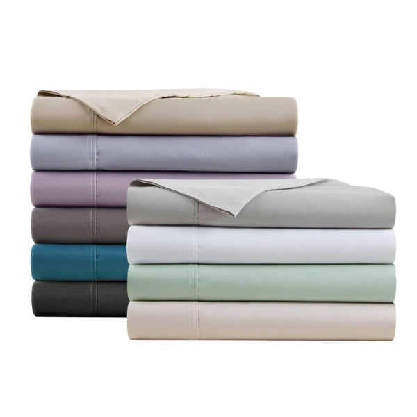 English Elm 4-Piece Cal King Sateen Sheet Set Cooling Cotton Blend Deep Pocket Breathable Bedding Black B035P549346