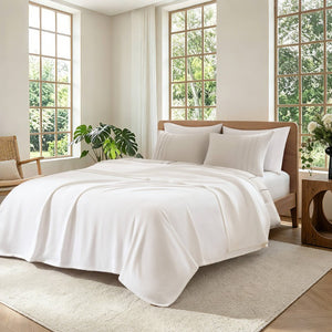 English Elm 1 King Egyptian Cotton Blanket Micro Herringbone Weave Breathable Oeko Tex Certified White B035P600744