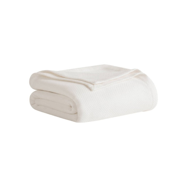 English Elm 1 King Egyptian Cotton Blanket Micro Herringbone Weave Breathable Oeko Tex Certified White B035P600744