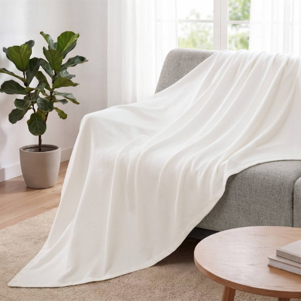 English Elm 1 King Egyptian Cotton Blanket Micro Herringbone Weave Breathable Oeko Tex Certified White B035P600744