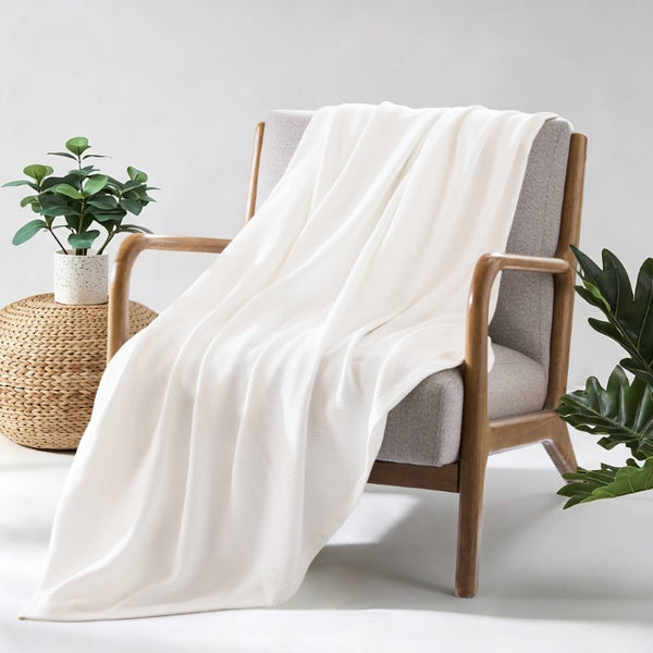 English Elm 1 King Egyptian Cotton Blanket Micro Herringbone Weave Breathable Oeko Tex Certified White B035P600744