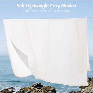English Elm 1 King Egyptian Cotton Blanket Micro Herringbone Weave Breathable Oeko Tex Certified White B035P600744