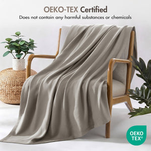 English Elm 1 King Egyptian Cotton Blanket Micro Herringbone Weave Breathable Oeko Tex Certified Grey B035P600747