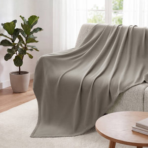 English Elm 1 King Egyptian Cotton Blanket Micro Herringbone Weave Breathable Oeko Tex Certified Grey B035P600747
