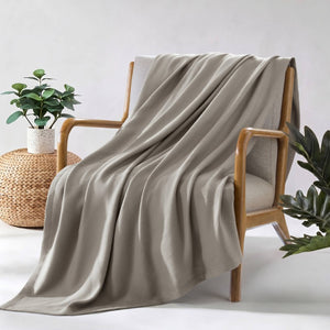 English Elm 1 King Egyptian Cotton Blanket Micro Herringbone Weave Breathable Oeko Tex Certified Grey B035P600747