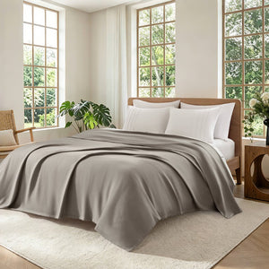 English Elm 1 King Egyptian Cotton Blanket Micro Herringbone Weave Breathable Oeko Tex Certified Grey B035P600747