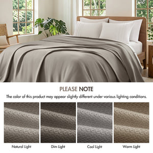 English Elm 1 King Egyptian Cotton Blanket Micro Herringbone Weave Breathable Oeko Tex Certified Grey B035P600747