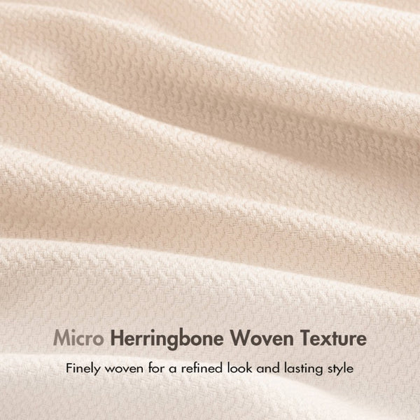 English Elm 1 King Egyptian Cotton Blanket Micro Herringbone Weave Breathable Oeko Tex Certified Beige B035P600750