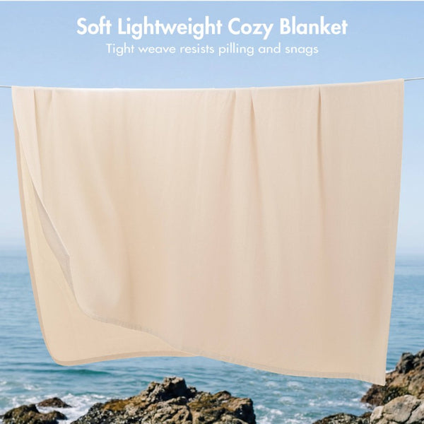 English Elm 1 King Egyptian Cotton Blanket Micro Herringbone Weave Breathable Oeko Tex Certified Beige B035P600750