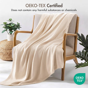 English Elm 1 King Egyptian Cotton Blanket Micro Herringbone Weave Breathable Oeko Tex Certified Beige B035P600750