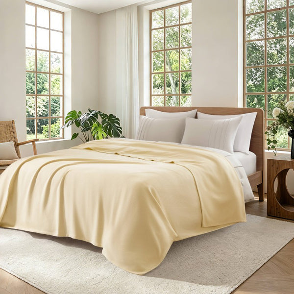 English Elm 1 King Egyptian Cotton Blanket Micro Herringbone Weave Breathable Oeko Tex Certified Yellow B035P600753