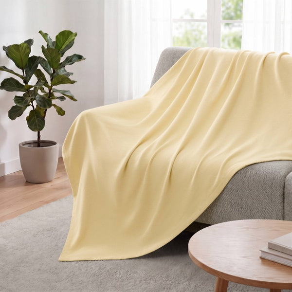English Elm 1 King Egyptian Cotton Blanket Micro Herringbone Weave Breathable Oeko Tex Certified Yellow B035P600753