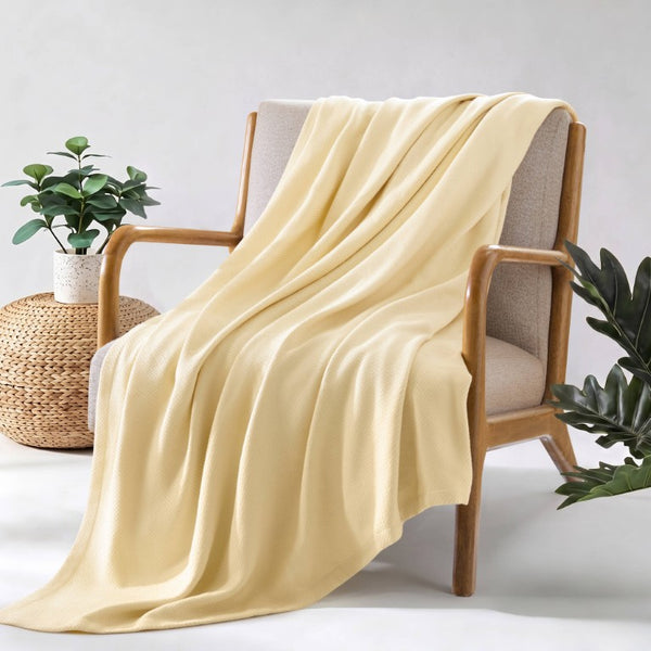 English Elm 1 King Egyptian Cotton Blanket Micro Herringbone Weave Breathable Oeko Tex Certified Yellow B035P600753