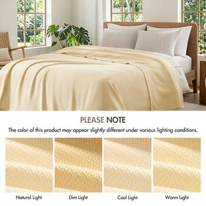 English Elm 1 King Egyptian Cotton Blanket Micro Herringbone Weave Breathable Oeko Tex Certified Yellow B035P600753