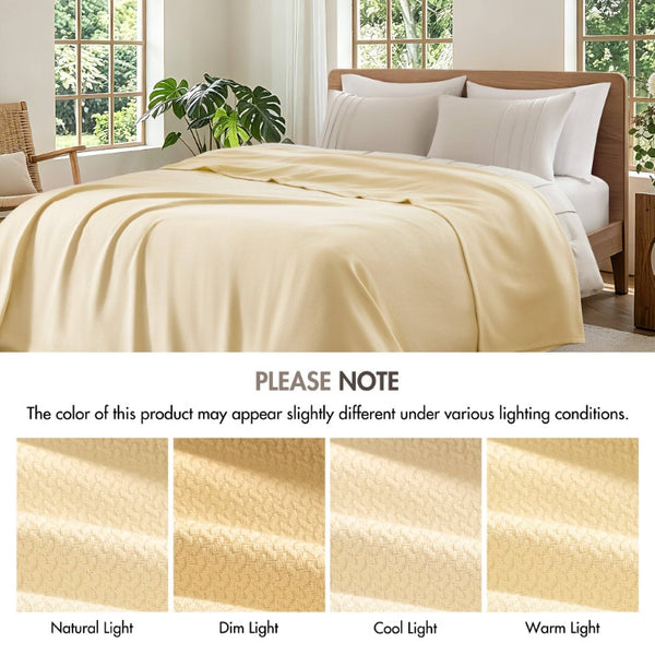 English Elm 1 King Egyptian Cotton Blanket Micro Herringbone Weave Breathable Oeko Tex Certified Yellow B035P600753