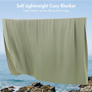 English Elm 1 King Egyptian Cotton Blanket Micro Herringbone Weave Breathable Oeko Tex Certified Green B035P600756