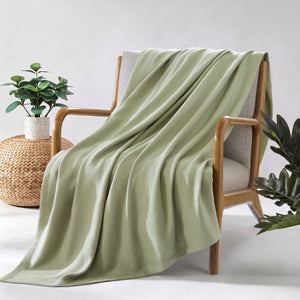 English Elm 1 King Egyptian Cotton Blanket Micro Herringbone Weave Breathable Oeko Tex Certified Green B035P600756