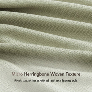 English Elm 1 King Egyptian Cotton Blanket Micro Herringbone Weave Breathable Oeko Tex Certified Green B035P600756