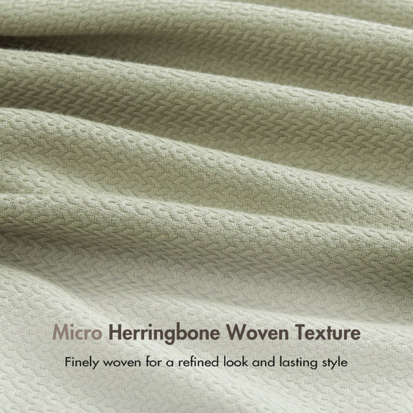 English Elm 1 King Egyptian Cotton Blanket Micro Herringbone Weave Breathable Oeko Tex Certified Green B035P600756
