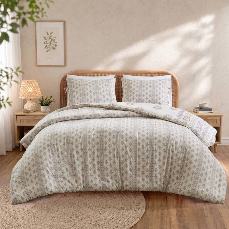 English Elm 3 Piece King Duvet Set Floral Medallion Cotton Blend Reversible Romantic Bedroom Cover Blush/Gold B035P600762