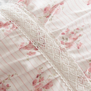 English Elm 3 Piece Twin Comforter Set Ruched Microfiber Floral Shabby Chic Lace Trim Bedding Pink B035P600765