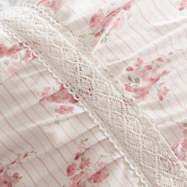 English Elm 3 Piece Twin Comforter Set Ruched Microfiber Floral Shabby Chic Lace Trim Bedding Pink B035P600765