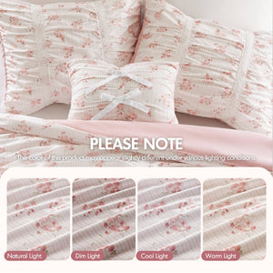 English Elm 3 Piece Twin Comforter Set Ruched Microfiber Floral Shabby Chic Lace Trim Bedding Pink B035P600765